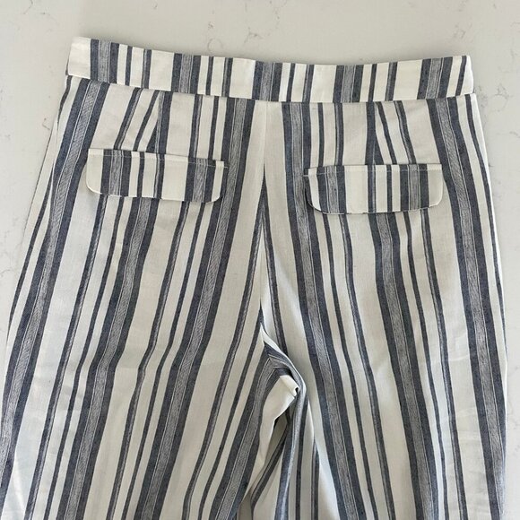 RW&CO. Stylish Comfy Linen + Poly Pleated Front Striped Pants Blue Cream Sz S - Picture 4 of 12